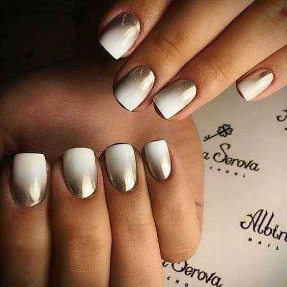 White and Chrome Gradient Manicure