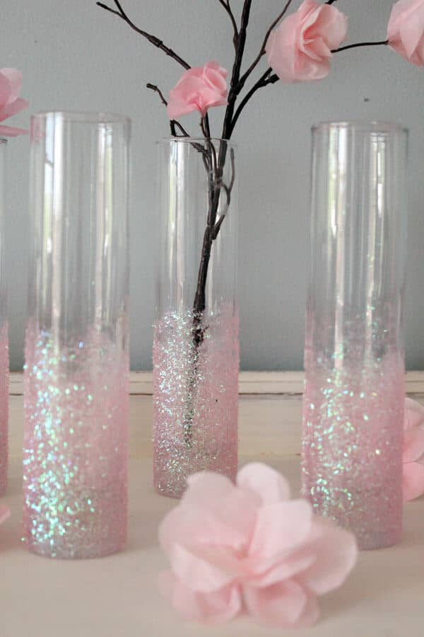 Lovely Frosted Pink Glitter Decorative Vase