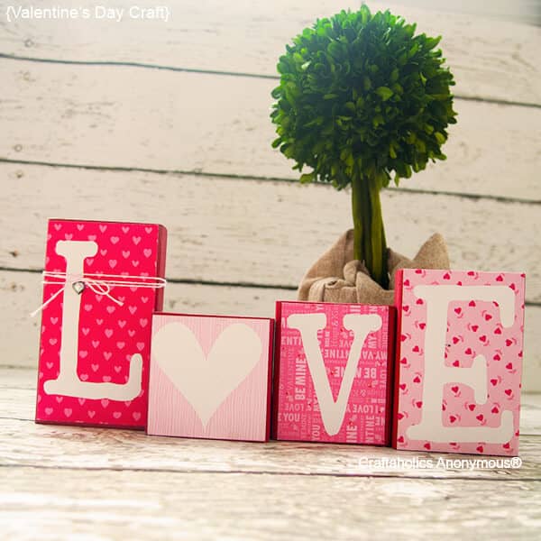 "Love" Valentine's Day Themed Pink and Red Blocks