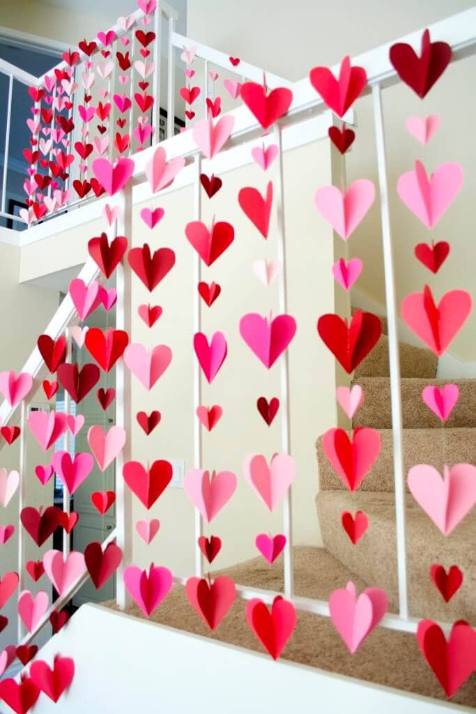 Falling Hearts Paper Art Garlands