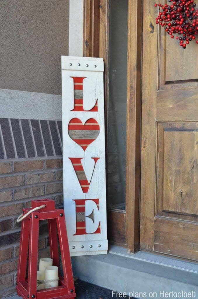 Wooden Valentine's "LOVE" Sign with Multi-Colored Underlay
