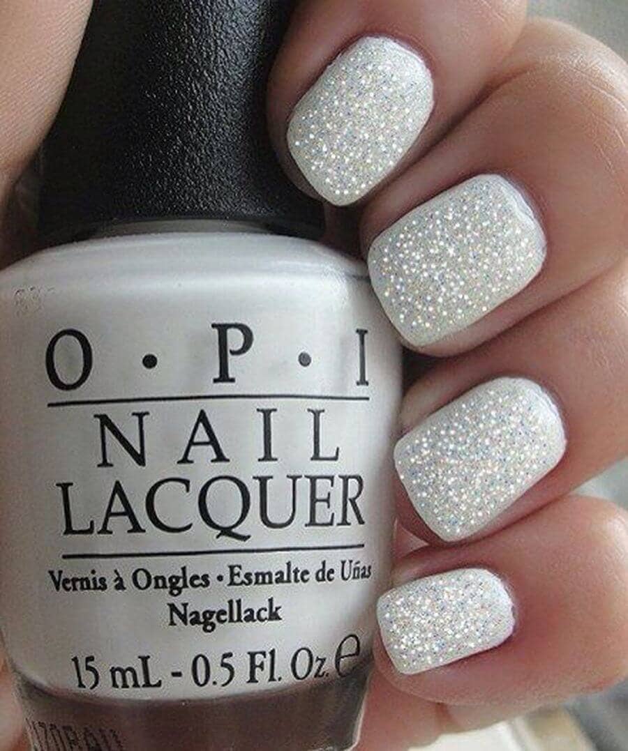 Matte White With White Glitter Top Coat