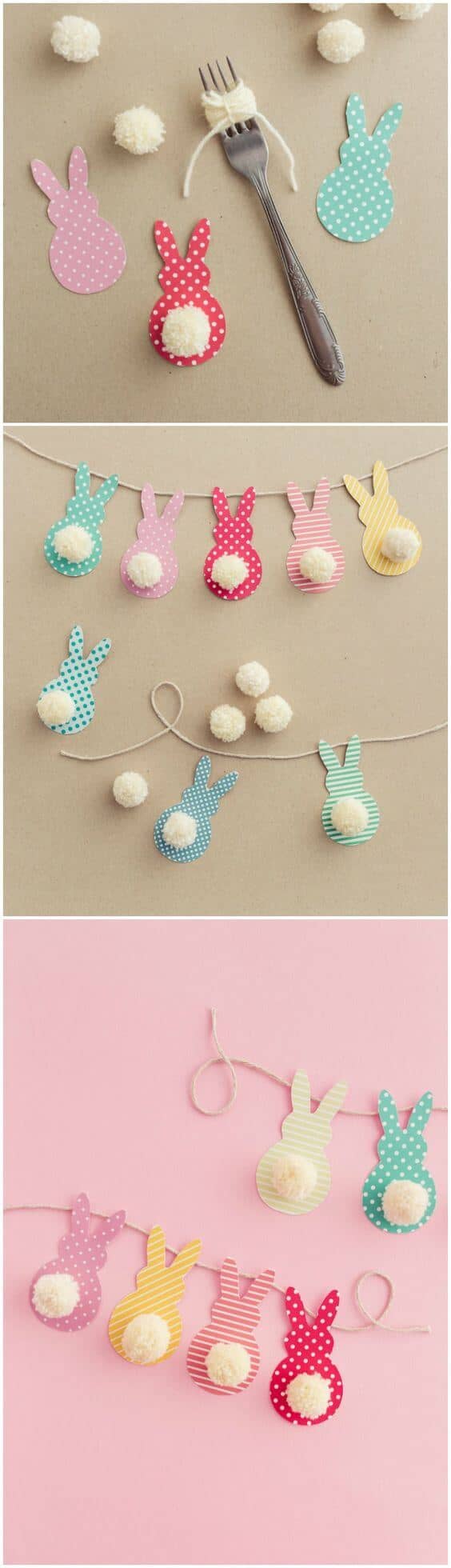 DIY Bushy-tailed Bunny Garland Easter Decoration