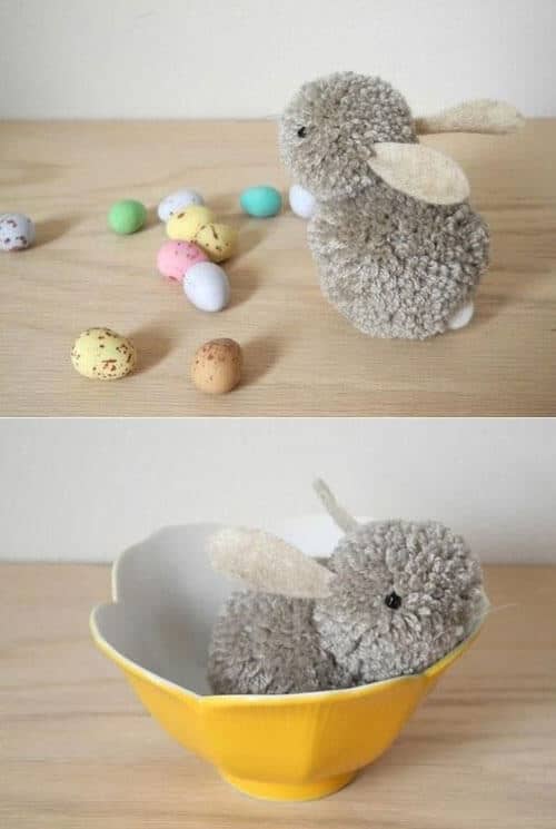 Pom-Pom Bunny Laying Easter Eggs