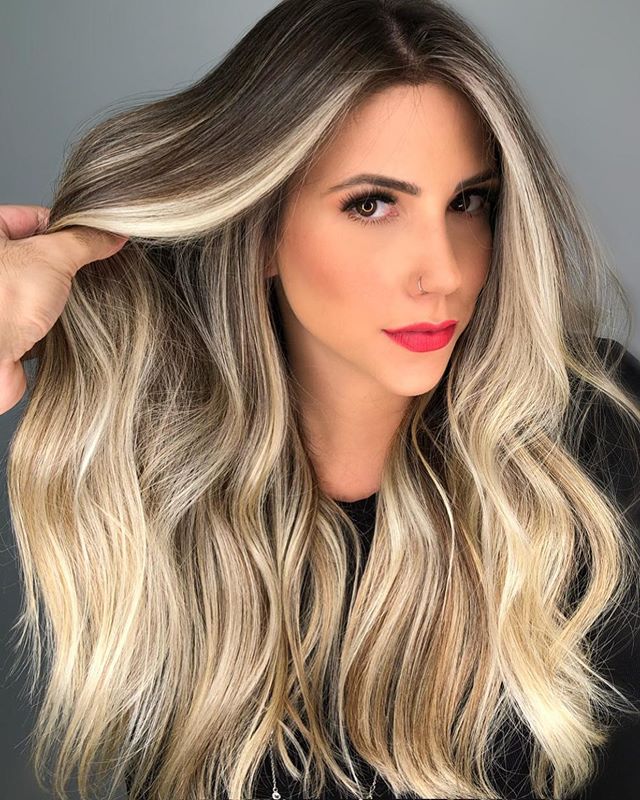 Grayish Root Balayage with Icy Blonde Hair