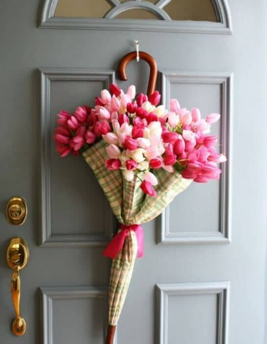 Umbrella Bouquet Bursting with Tulips