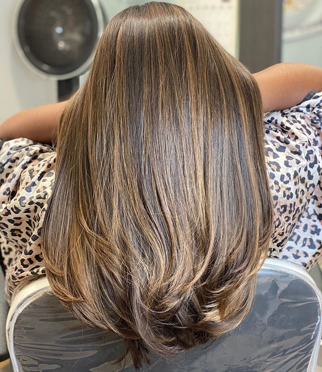 Caramel and Nutmeg Colored Hair Layered Haircuts