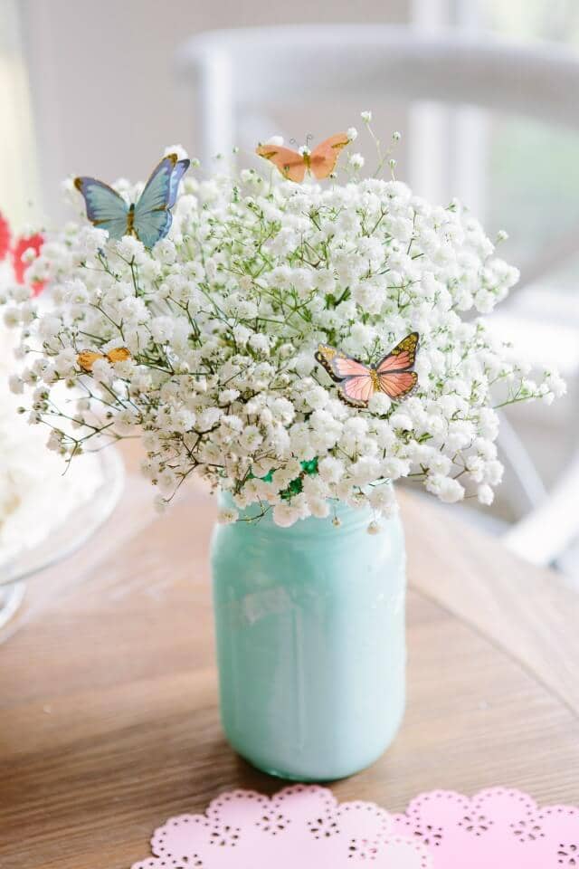 Paper Butterflies Amongst a Jar of Clover