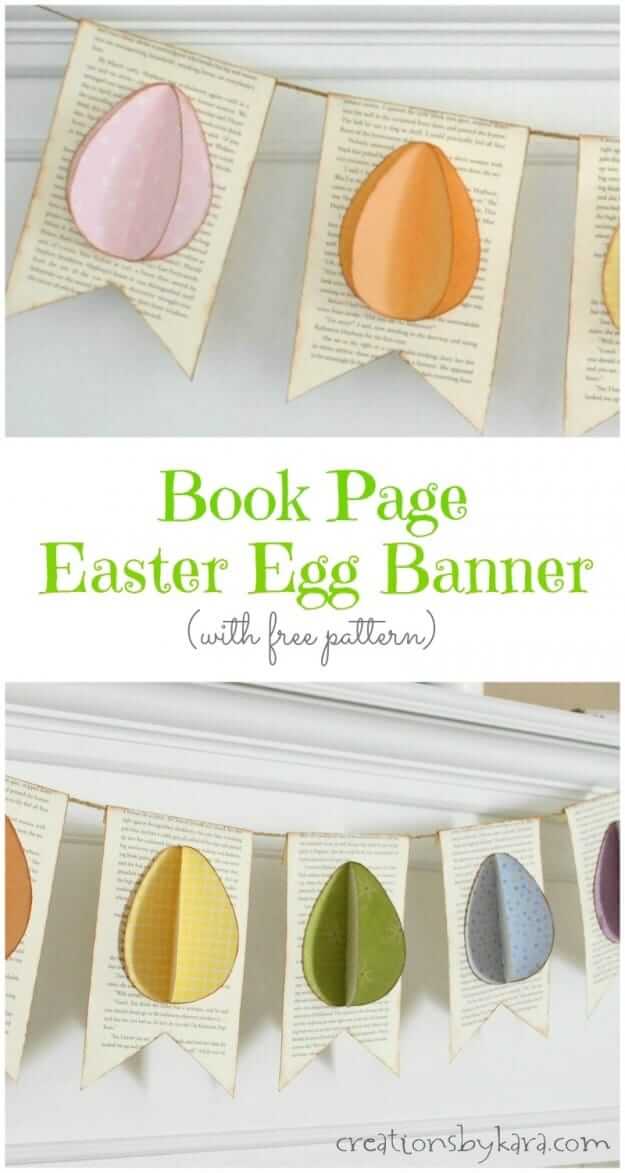 Easter Egg Banner Made With Old Books