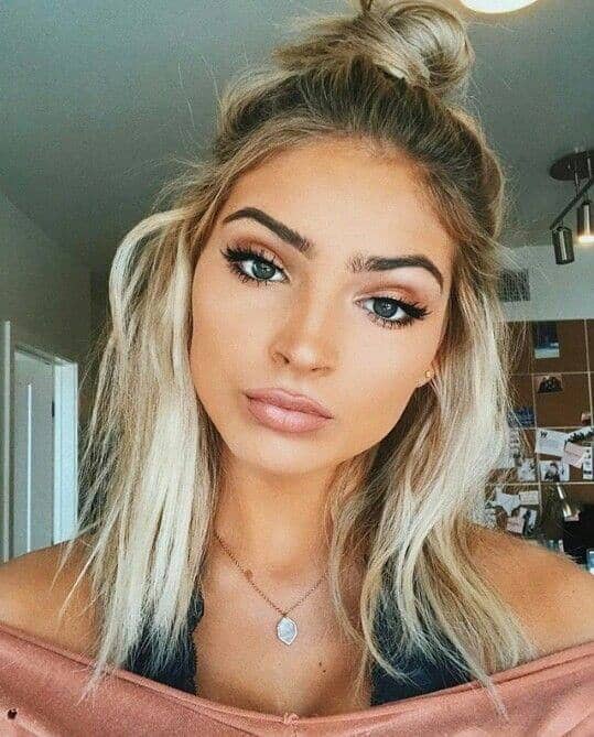 Sexy Shoulder-length Waves with Top Knot Blonde Hair