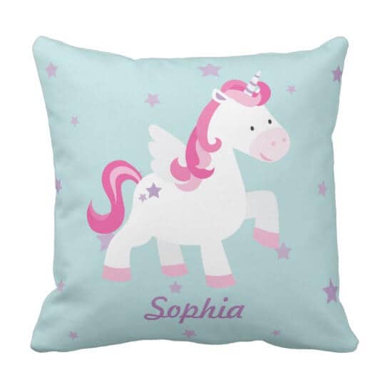 Cute Pink Personalized Magical Unicorn Pillow