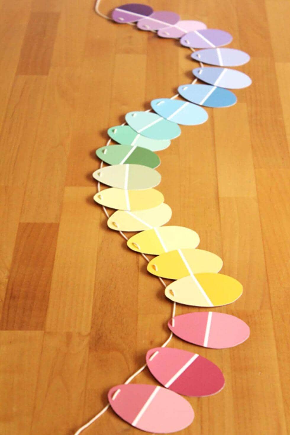 Paint Chips Make an Egg Garland