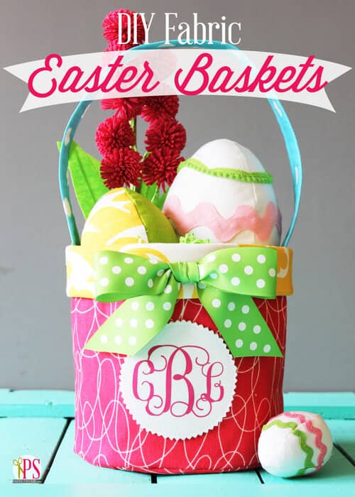 Monogrammed Fabric Basket with Bow