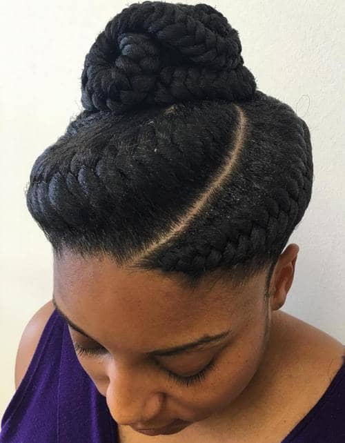Twirling Asymmetric Goddess Braid Design for Natural Hair