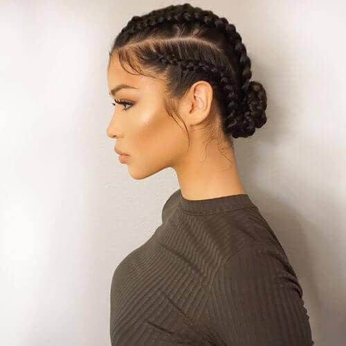 Medium Sized Goddess Braids Style Topped Off with an Elegant Bun