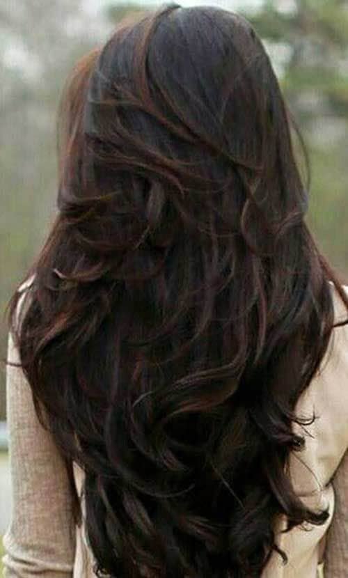 Dramatic Brunette All Over Layers Medium Hair