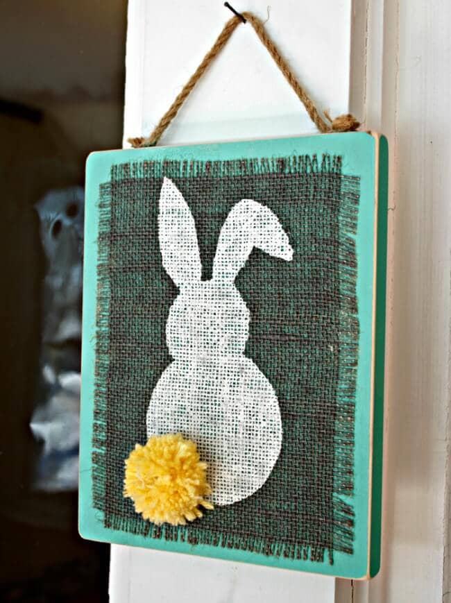 Bunny Silhouette Burlap Art