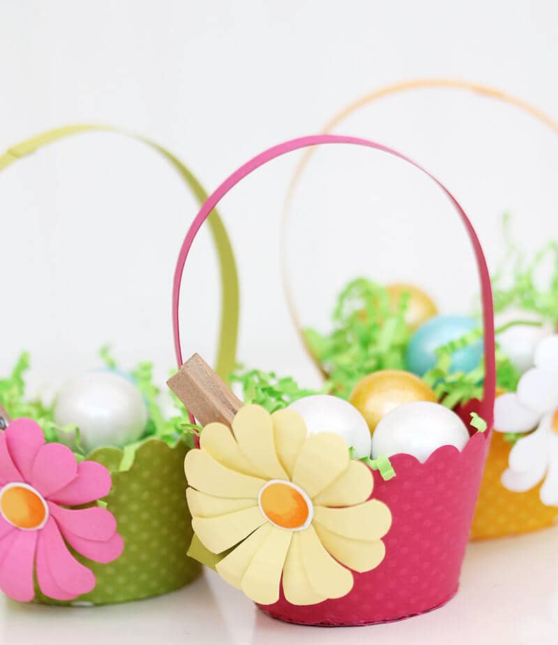 Baskets with Large Cutout Paper Flowers