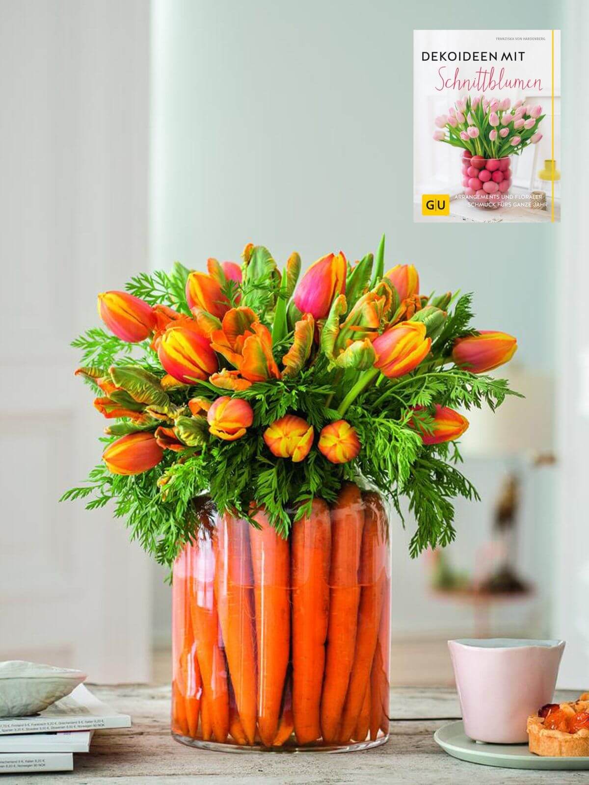 Bouquet of Garden Fresh Carrots and Flowers