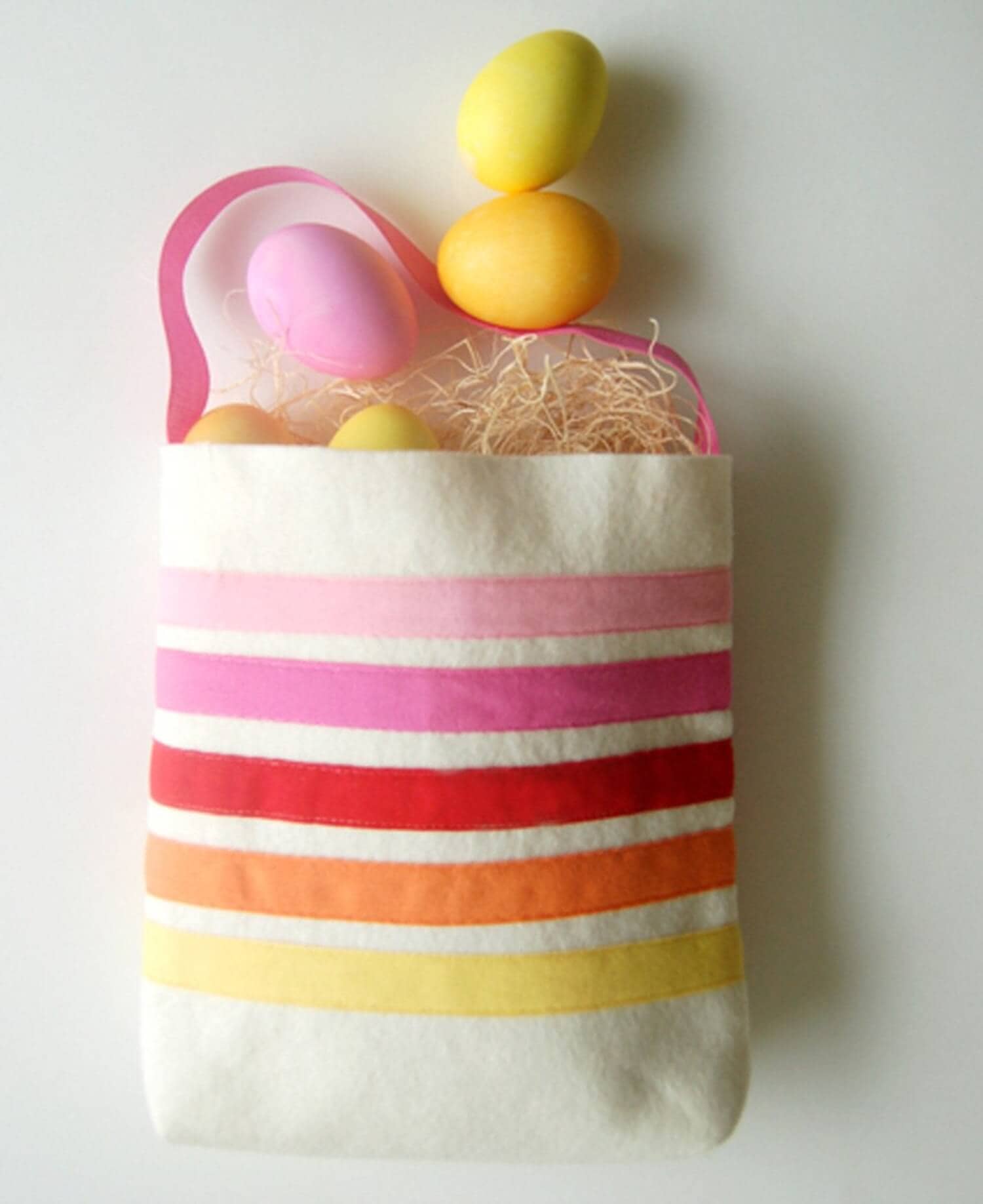 Easter Tote Bag with Felt Stripes