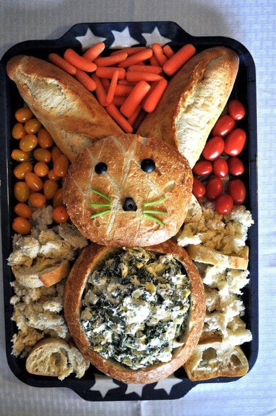Easter Bunny Crudité Board with Bread