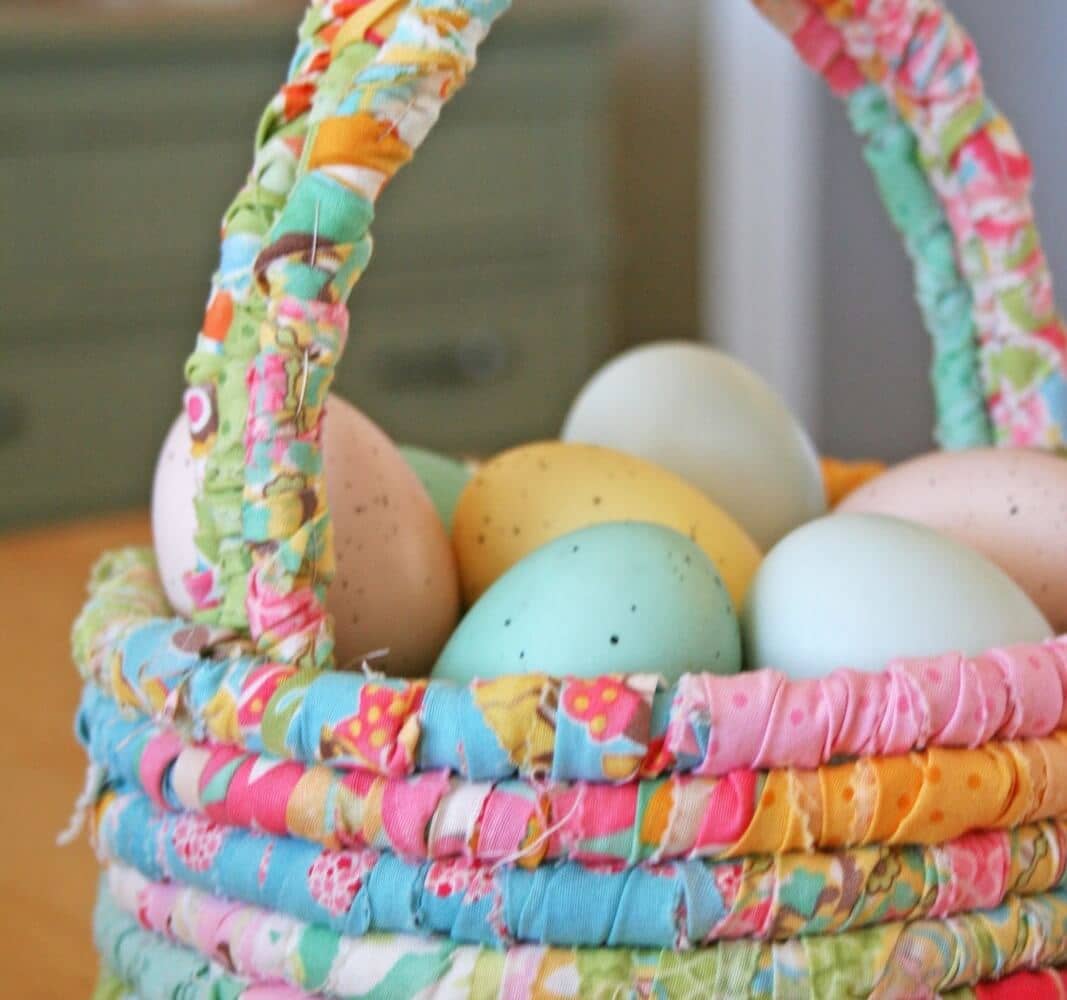 Wrapped Floral Fabric Easter Basket