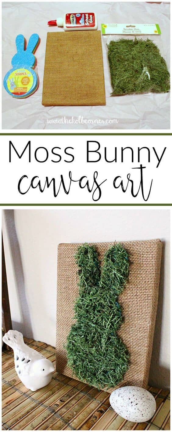 DIY Moss Bunny Canvas Art