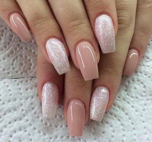 Glitter and Pink Acrylic Nails