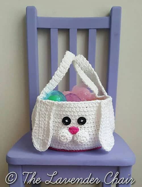 Crocheted Easter Bunny Face Basket