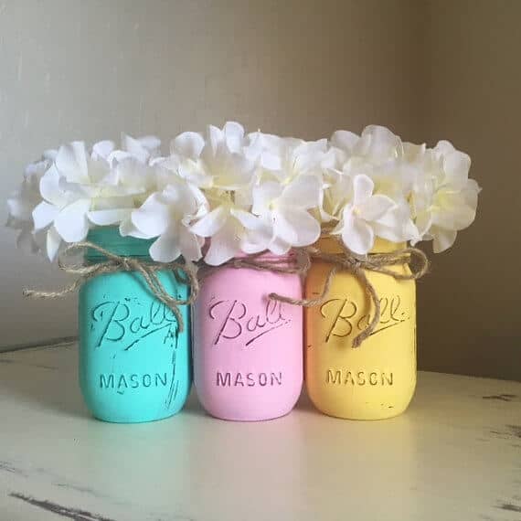 Pastel Hand Painted Mason Jars