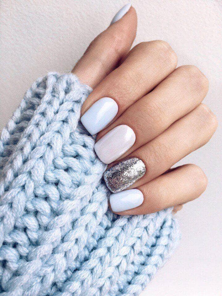 Pastel Winter Sky Sparkle Nail Design