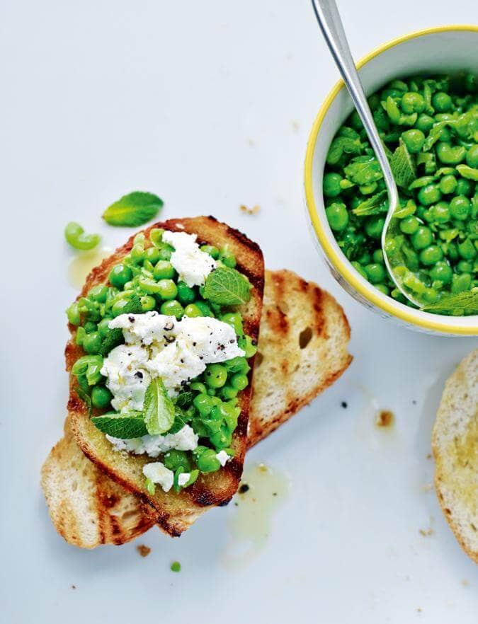 Unique Toast Topped with Peas