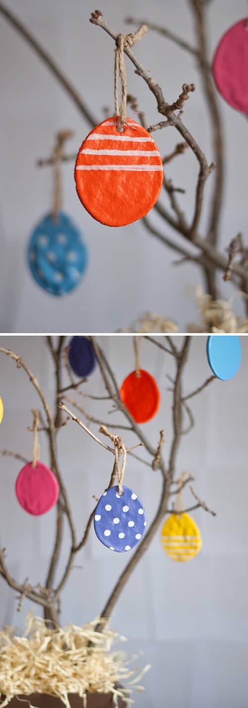 Handmade Plastic Egg Decorations Hung on a Tree