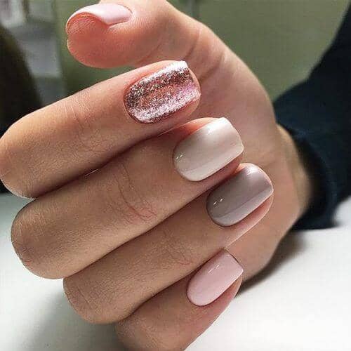 Summer Glitter Shellac Nails 27 rose gold glitter and pretty basic cremes