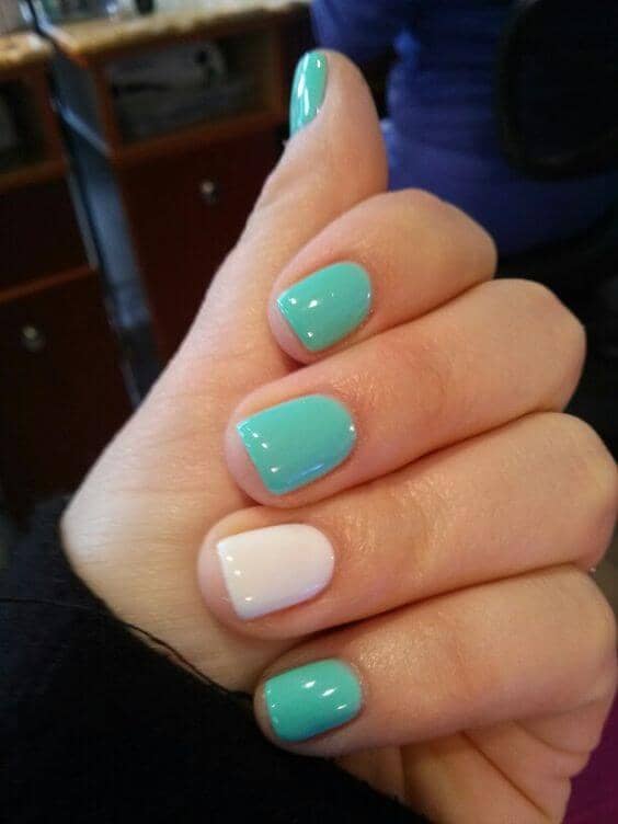 Turquoise and White Colorful Nail Designs