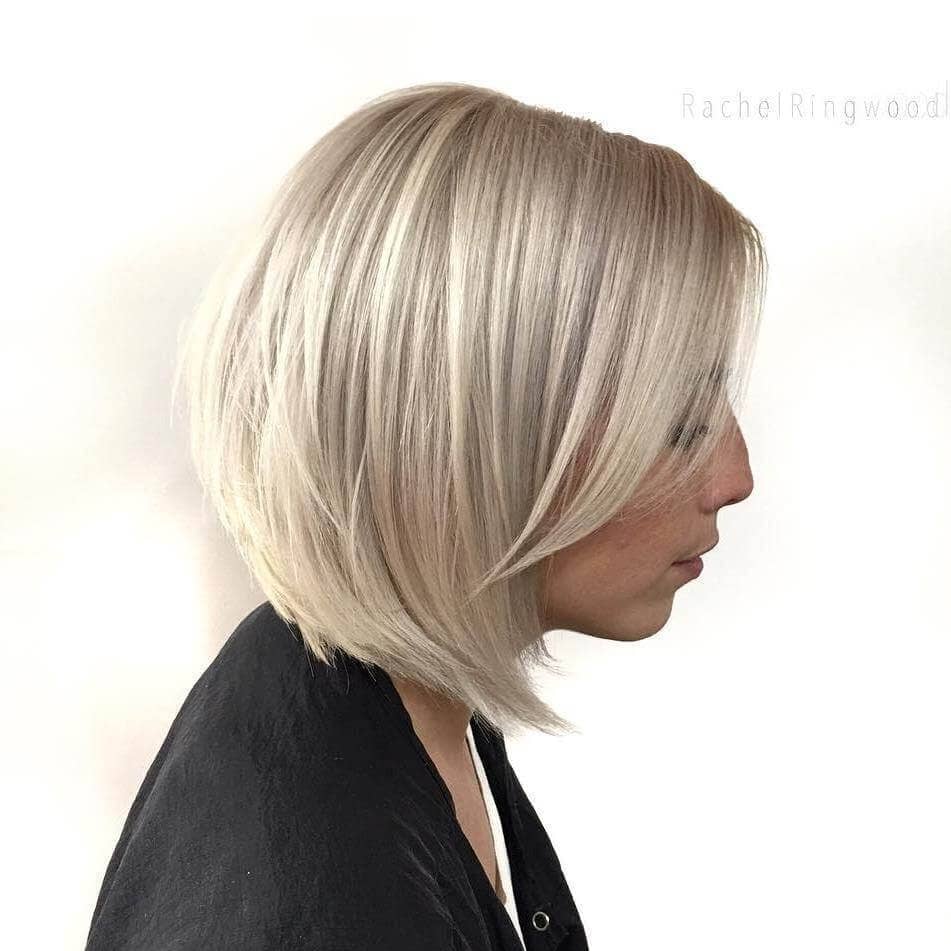 Cool Short Blonde Bob with Long Bangs