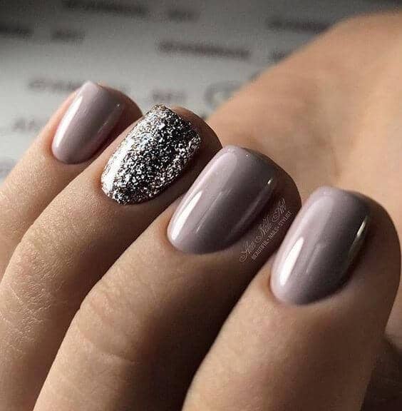 Short Almond Acrylic Nails with Sparkles