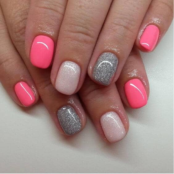 Sassy Sparkle Compliments Captivating Coral Gel Nail Designs