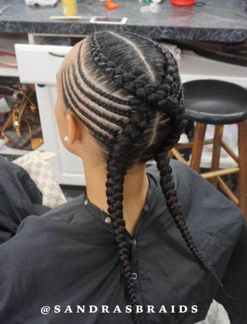 Criss-crossed Goddess Box Braids for a Sporty Look