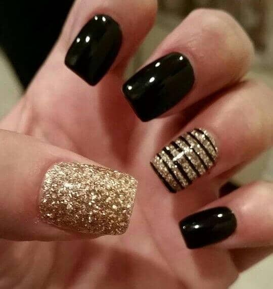 Chocolate and Gold Sparkle Acrylic Nail Variation