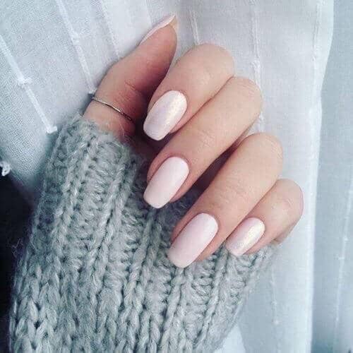 Simple Creamy Medium Length Acrylic Nail Idea