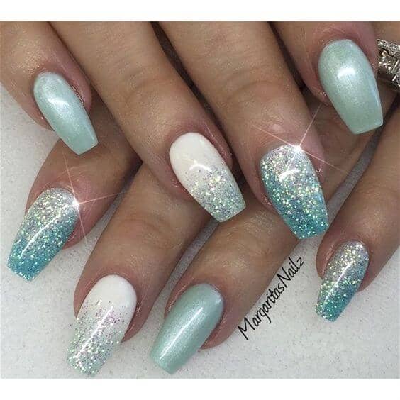 Soft Frost and White Creative Nails