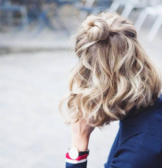 Half-up Bun Pretty Short Blonde Hairstyle