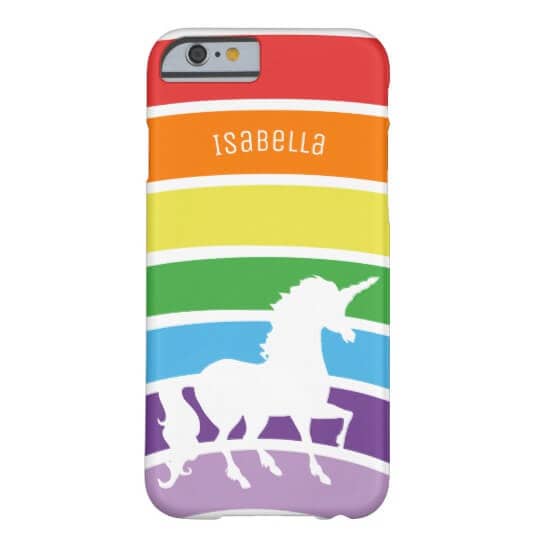 Rainbow Pattern White Unicorn Personalized Trendy Barely There Phone Case