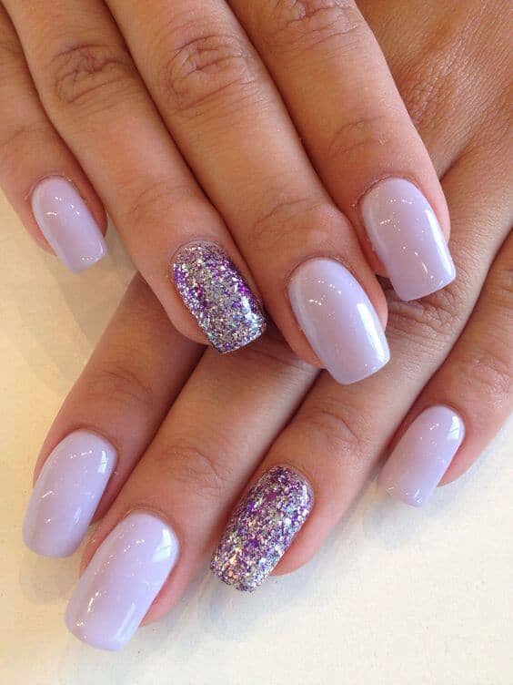 Precious Periwinkle Glitter and Creme Manicure