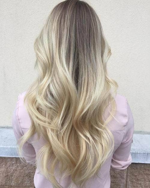 Ashy White Balayage Blonde Look