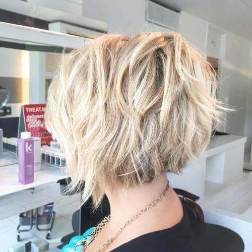 Messy Waves on Choppy Platinum Short Blonde Bob