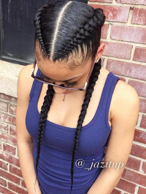 Sporty Pigtail Goddess Braids for a Casual Look