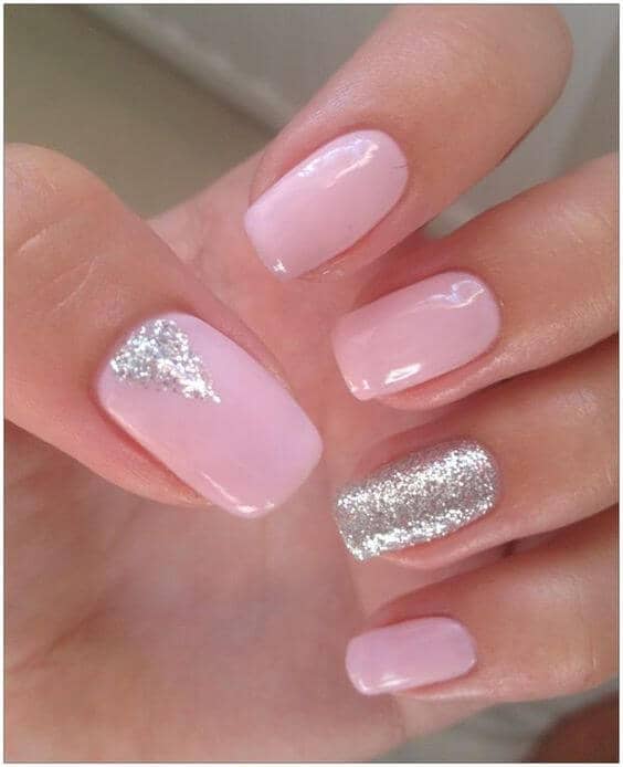 Pink and Silver Sparkle is Sure to Please Gel Manicure