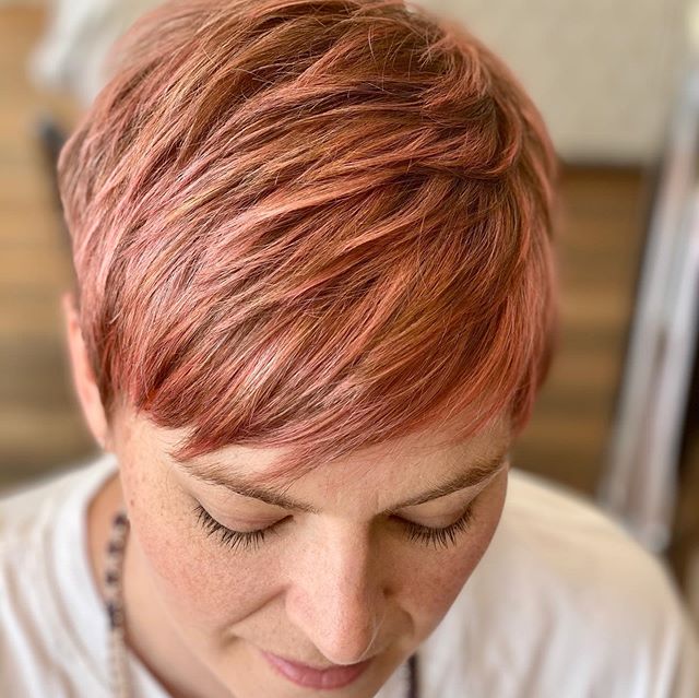 Short Layered Blush Pink Hair